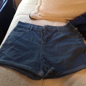 blue denim shorts